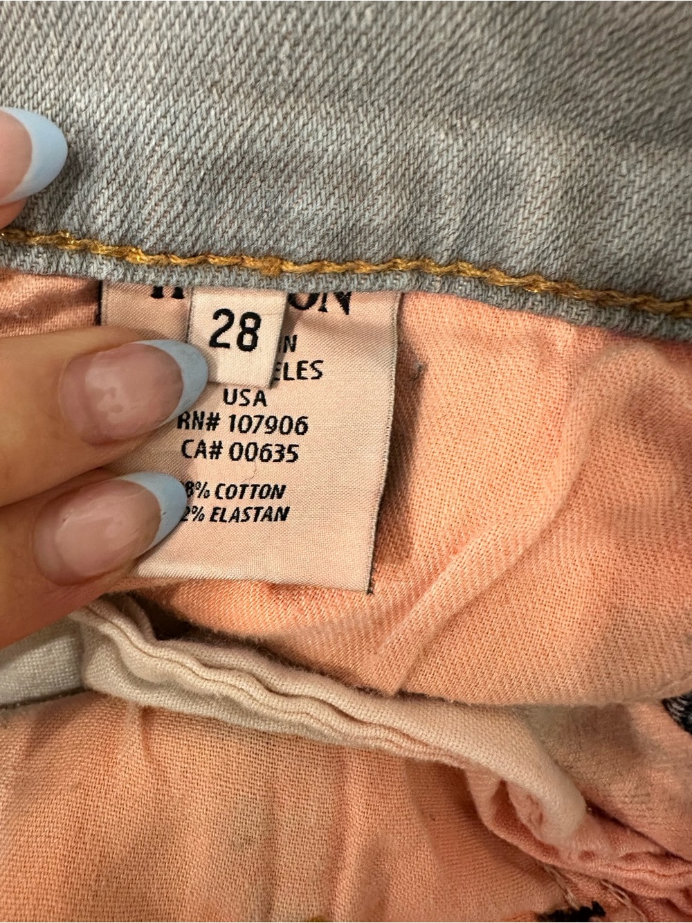 Hudson Jeans Peach-to-Ivory Ombre Denim Cutoff Shorts - Picture 4 of 4